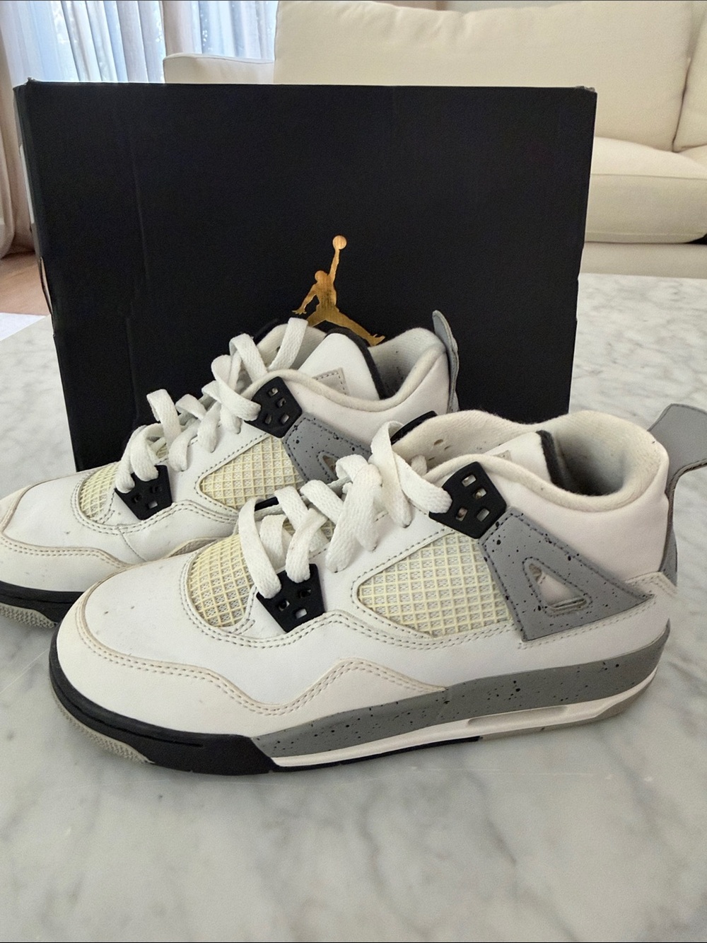 Nike Kids Air Jordan White Gray Black Cream Sneakers